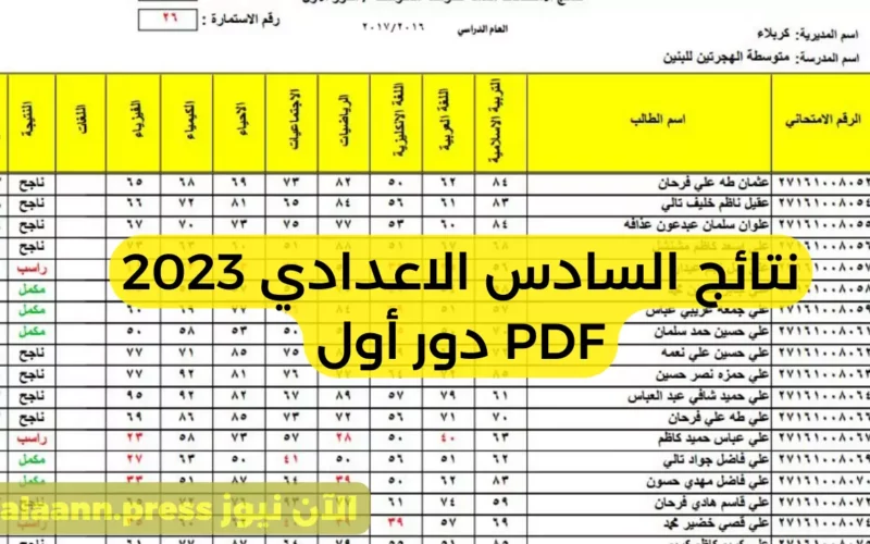 نتيجتك الآن.. نتائج السادس الإعدادي الدور الأول 2023 PDF عبر موقع نتائجنا وزارة التربية العراقية