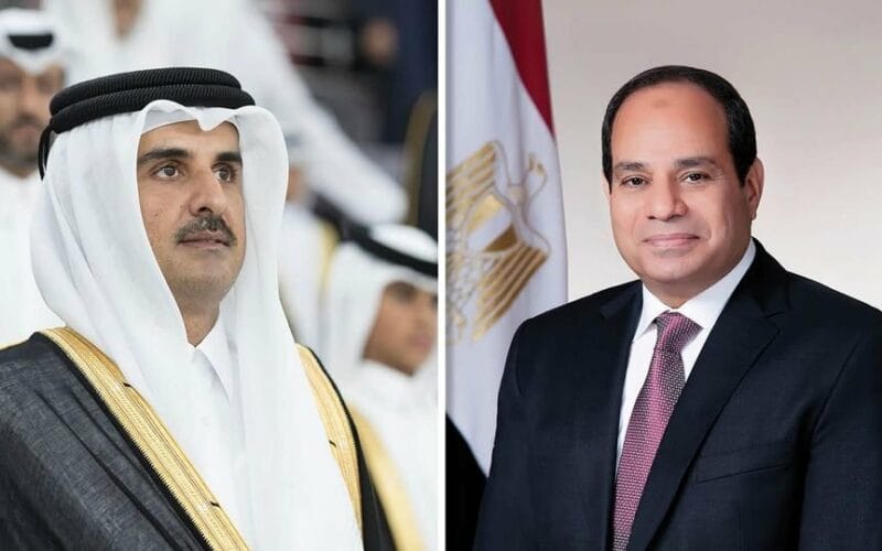 الرئيس السيسي وأمير قطر يؤكدان حرصهما على العمل المشترك لوقف الحرب بغزة