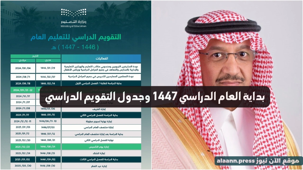 التقويم الدراسي 2026.. موعد بداية العام الدراسي 1447 السعودية وتاريخ إنتهائها وجدول الإجازات والعطلات الرسمية