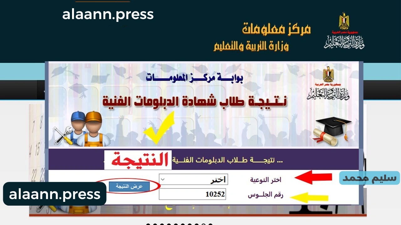 “nategafany.emis.gov.eg” نتيجة الدبلومات الفنية بالاسم 2025 درجات دبلوم صنايع وتجارة وفندقي وزراعي ثلاث وخمس سنوات