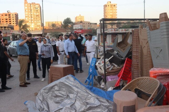 حملة إزالة الإشغالات في شبرا الخيمة تحت قيادة محافظ القليوبية
