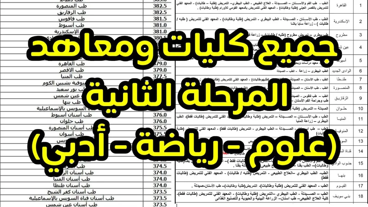 tansik.digital.gov.eg رابط تنسيق المرحلة الثانية 2025 وتوقعات الكليات المتاحة علمي وأدبي وخطوات تسجيل الرغبات