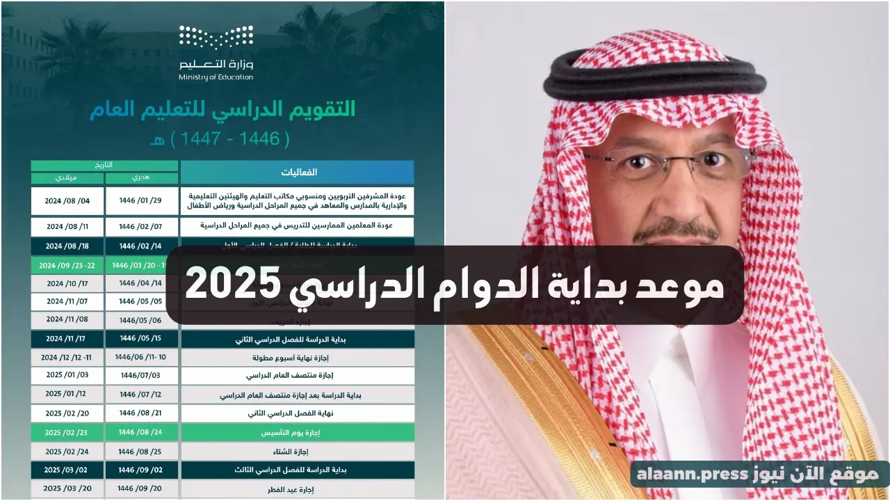 وزارة التعليم السعودية.. موعد بداية الدوام الدراسي 2025 وتوزيع الإجازات الرسمية والفصول الدراسية المعلنة