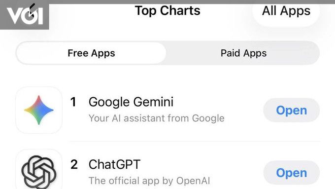 «تطبيق Gemini Geser ChatGPT يتصدر قائمة التطبيقات المجانية على iPhone»