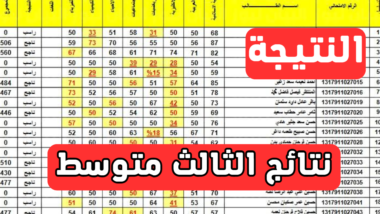 احصل على نتائج الثالث المتوسط الدور الثاني بالاسم ورقم الامتحاني من موقع نتائجنا الرسمي